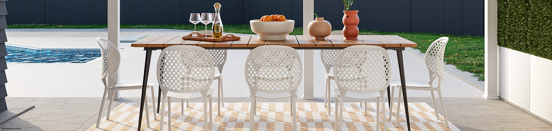 alfresco poolside dining table