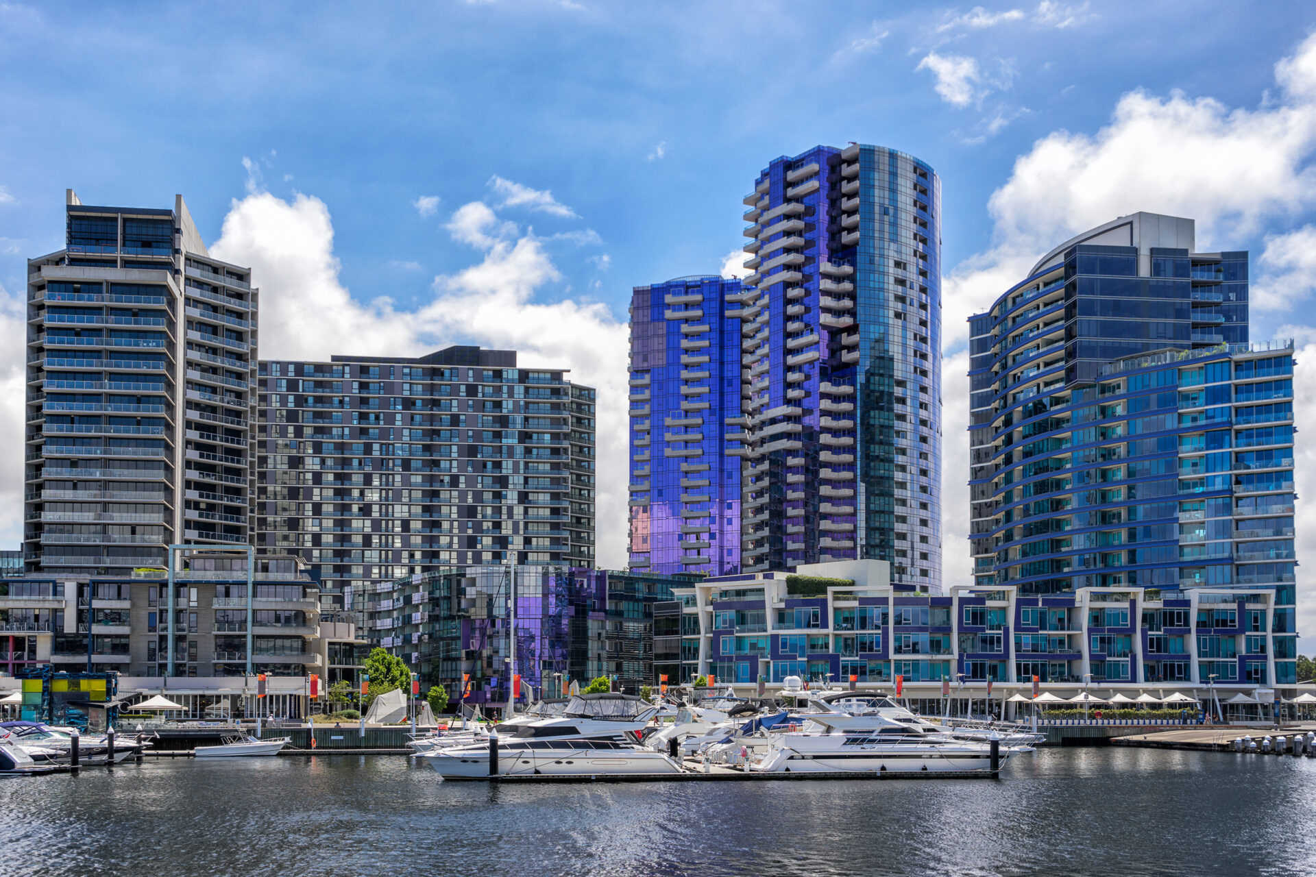 View of buildings surround the Melbourne docklands
